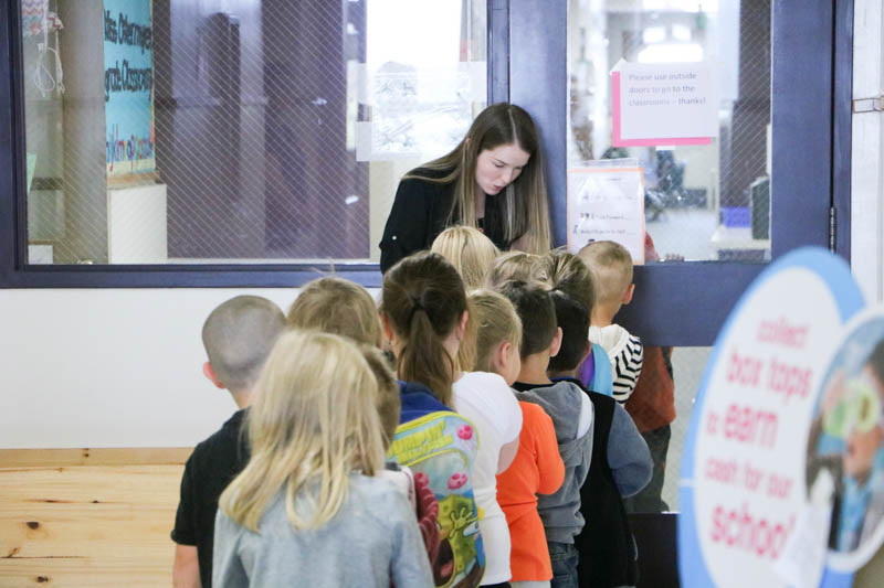 A Glenwood Heights kindergarten teacher teaches students to walk through the hallways quietly. Photo courtesy of Battle Ground Public Schools
