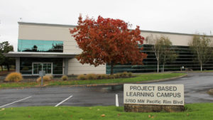 Camas’ newest school, the Project Based Learning Middle School, is located inside the former Sharp Laboratories of America building
