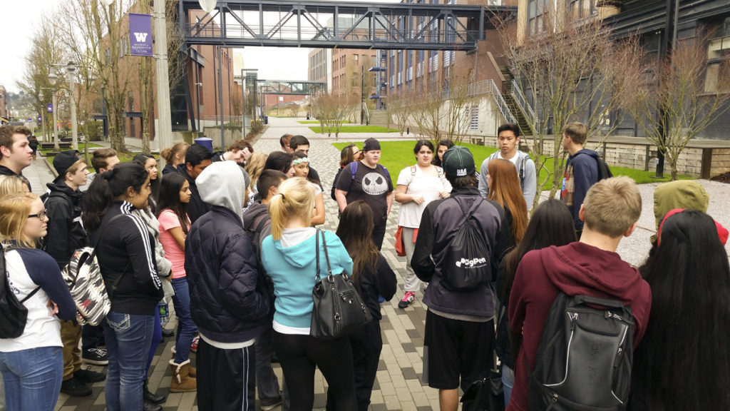 Students from Vancouver Public Schools district, pictured here at a recent University of Tacoma college campus visit, will have the chance to explore a variety of post-high school possibilities at the Future U Fair, from 5 to 8 p.m., Tue., Oct. 25, at Hudson’s Bay High School in Vancouver. Photo courtesy of Vancouver Public Schools district