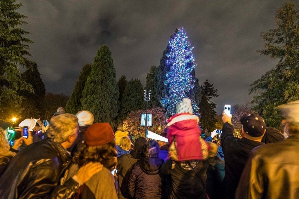 A large crowd turned out for the Christmas tree lighting at Esther Short Park, Vancouver, Friday, November, 25. Photo by Mike Schultz
