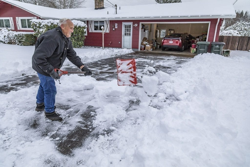 Snowfall has stopped around Clark County, but a foot or more of snow remains on the ground in parts of Clark County. Major thoroughfares have been plowed. With below freezing temperatures, drivers should expect packed snow and ice during Thursday’s morning commute.