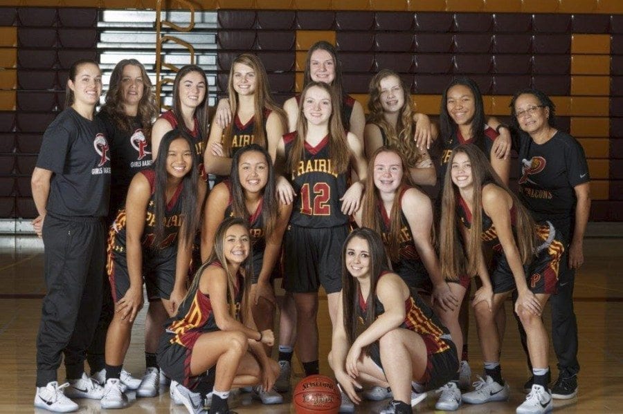 The Prairie High School girls basketball team is one win away from advancing to the Final 8 portion of the Class 3A state tournament, which begins March 1 at the  Tacoma Dome. Photo courtesy of Battle Ground School District