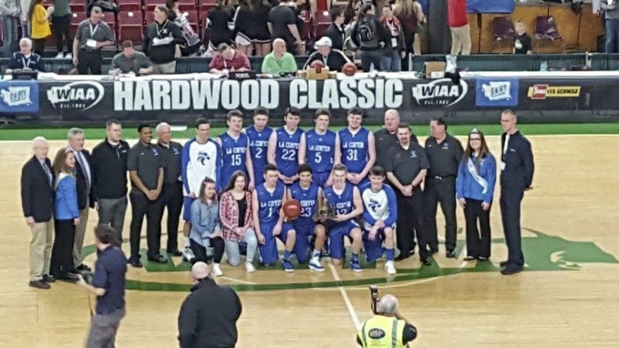 La Center earned a fourth-place trophy at the 2017 Class 1A boys state basketball tournament, played last week at the SunDome in Yakima. It was the first time the Wildcats had earned a trophy at the state tournament in 20 years. Photo courtesy of Jeremy Ecklund’s Facebook page