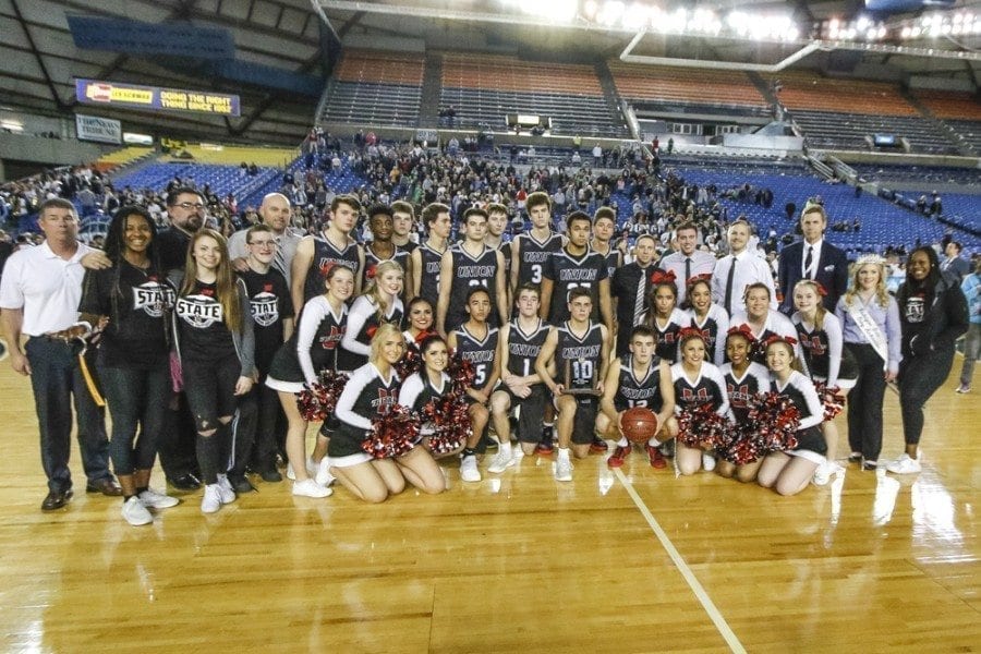 The Union High School boys basketball team finished second at the 2017 Class 4A state basketball tournament. The Titans, who finished fourth last year and third in 2015, earned a trophy for the third straight season. Photo by Mike Schultz