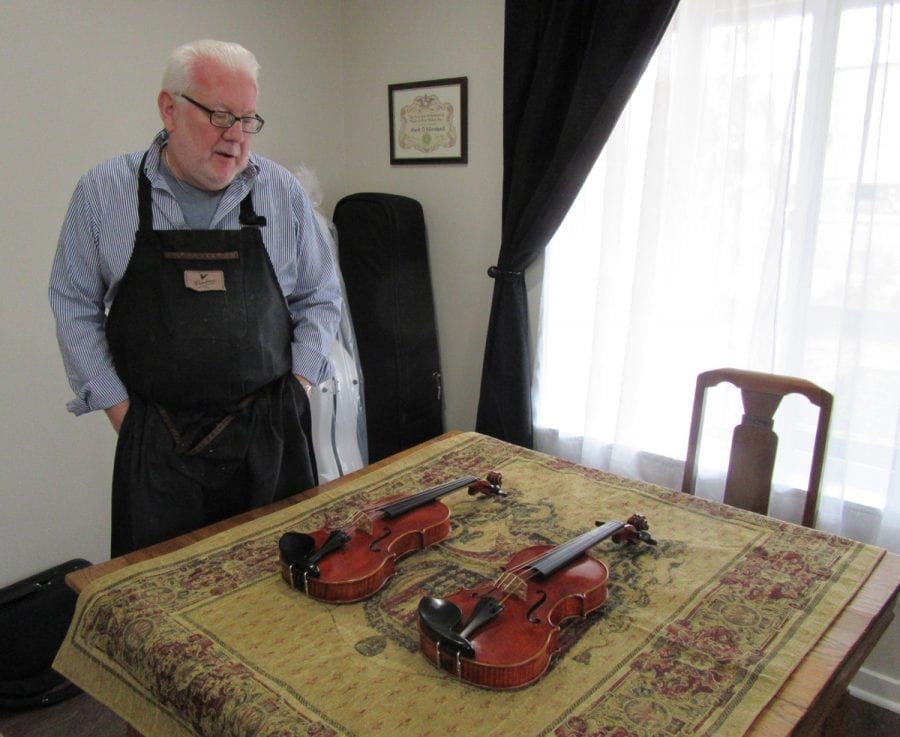 Battle Ground violin maker Mark Moreland makes and sells instruments ranging in price from a workshop line — $3,000 for a violin and $9,500 for a cello — to his better instruments which run $20,000 for a violin and $45,000 for a cello. Photo courtesy of Carolyn Schultz-Rathbun