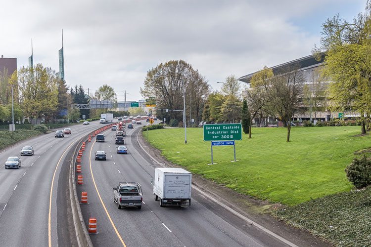 If Oregon lawmakers gain federal approval, drivers on I-5 (shown here near the Rose Quarter in Portland) and I-205 will have to pay tolls. The Oregon Department of Transportation has until the end of 2018 to ask the Federal Highway Administration for permission to toll drivers. Photo by Mike Schultz