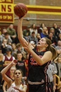 Camas has been led this season by Courtney Clemmer (33), shown here in a game earlier this season against Prairie. Clemmer is averaging 10.5 points and 7.5 rebounds a game. Photo by Mike Schultz