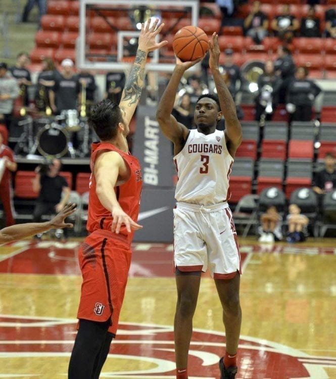 Robert Franks is shooting 49 percent from the floor, including 41 percent from 3-point range, and is leading Washington State in scoring. Photo courtesy of Washington State University