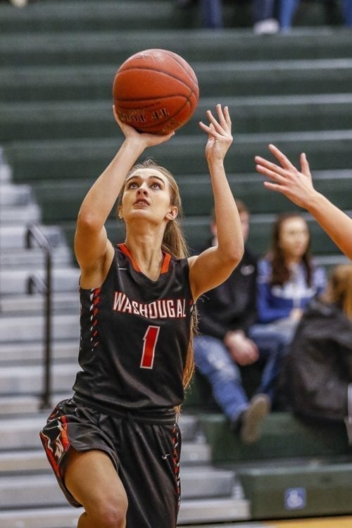Alexis Maniscalco came off the bench to score four points for Washougal. Coach Britney Knotts noted after the game that she has the luxury of a deep bench, allowing her to rely on reserves to keep her team’s momentum. Photo by Mike Schultz