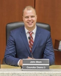 Clark County Councilor John Blom, shown here in this file photo, is one of two councilors who are in favor of a public meeting to discuss Clark County’s ban on marijuana businesses. Councilor Julie Olson shares Blom’s position on the issue. Photo by Mike Schultz