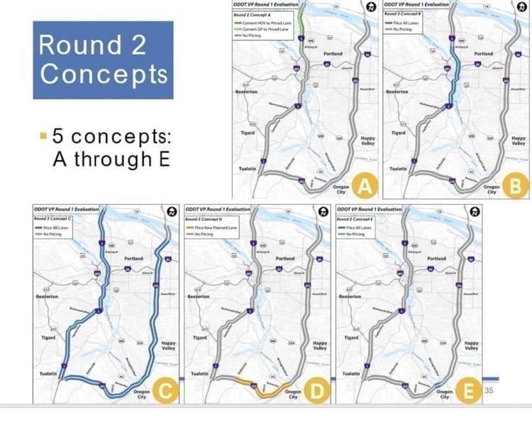 Five options are currently being considered for tolling on I-5 and I-205 in the Portland area. Photo courtesy Oregon Department of Transportation