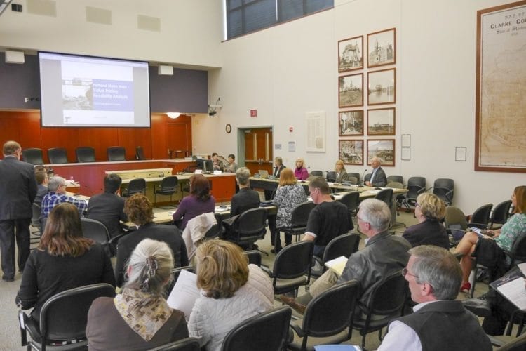 Clark County elected officials hear from ODOT at a Value Pricing work session Tuesday. Photo by Chris Brown
