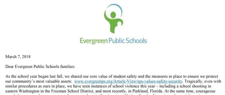 Evergreen School District Walk Out Statement. Click to view PDF
