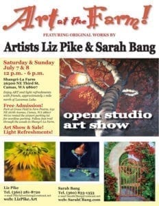 Area artists, businesswomen and friends Liz Pike and Sarah Bang are joining forces for a two-day art show on Saturday and Sunday, July 7 and 8 from noon to 6 p.m. each day.