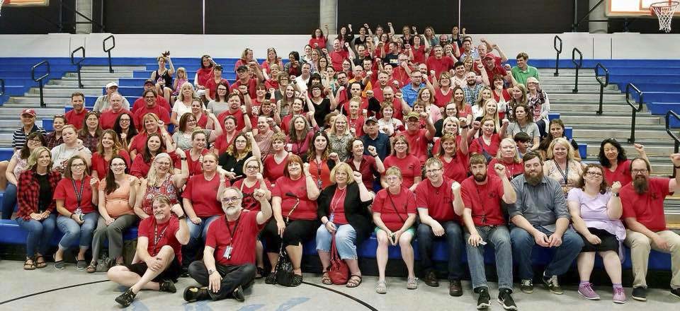 Washougal teachers gather at a rally earlier this month. Wednesday they announced a tentative deal had been reached with the district. Photo courtesy Washougal Association of Educators