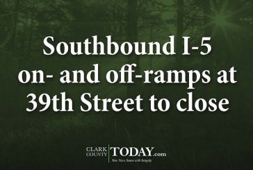 Southbound I-5 on- and off-ramps at 39th Street to close