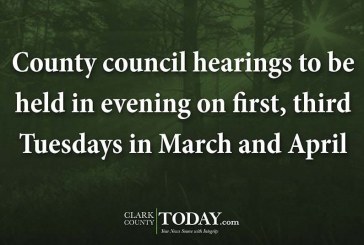 County council hearings to be held in evening on first, third Tuesdays in March and April