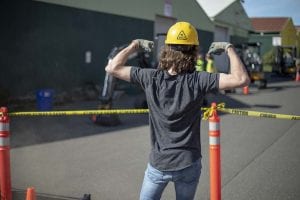 Greyson Cunningham is seen here, after completing the LiUNA construction obstacle course, during the Youth Employment Summit of 2019. Photo by Jacob Granneman