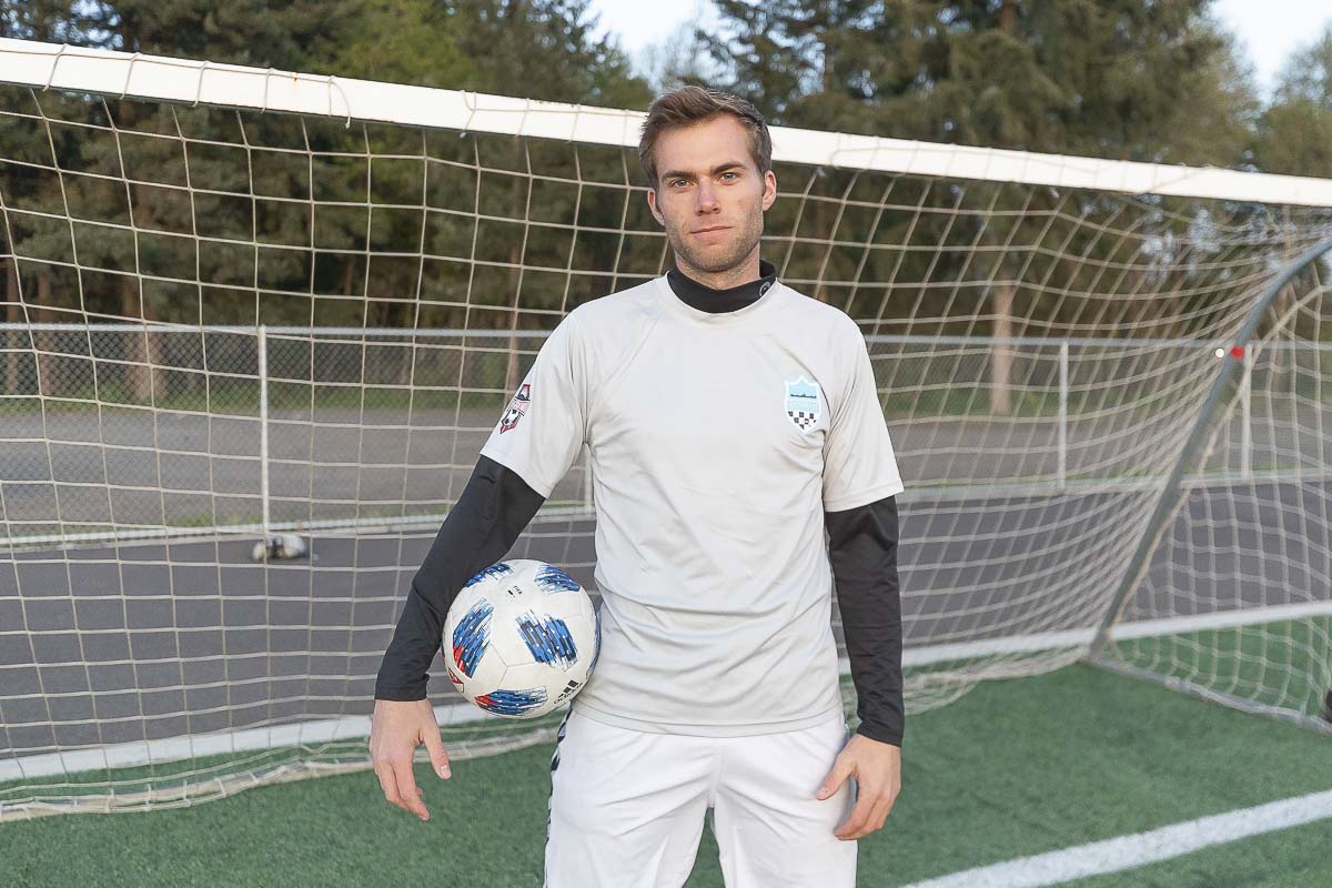 Tyler Luebbert played at Clark College and then Southern Oregon University. Today, he plays for Vancouver Victory FC, in a league for college-age and post-college players to hone their skills in the spring and summer. Photo by Mike Schultz