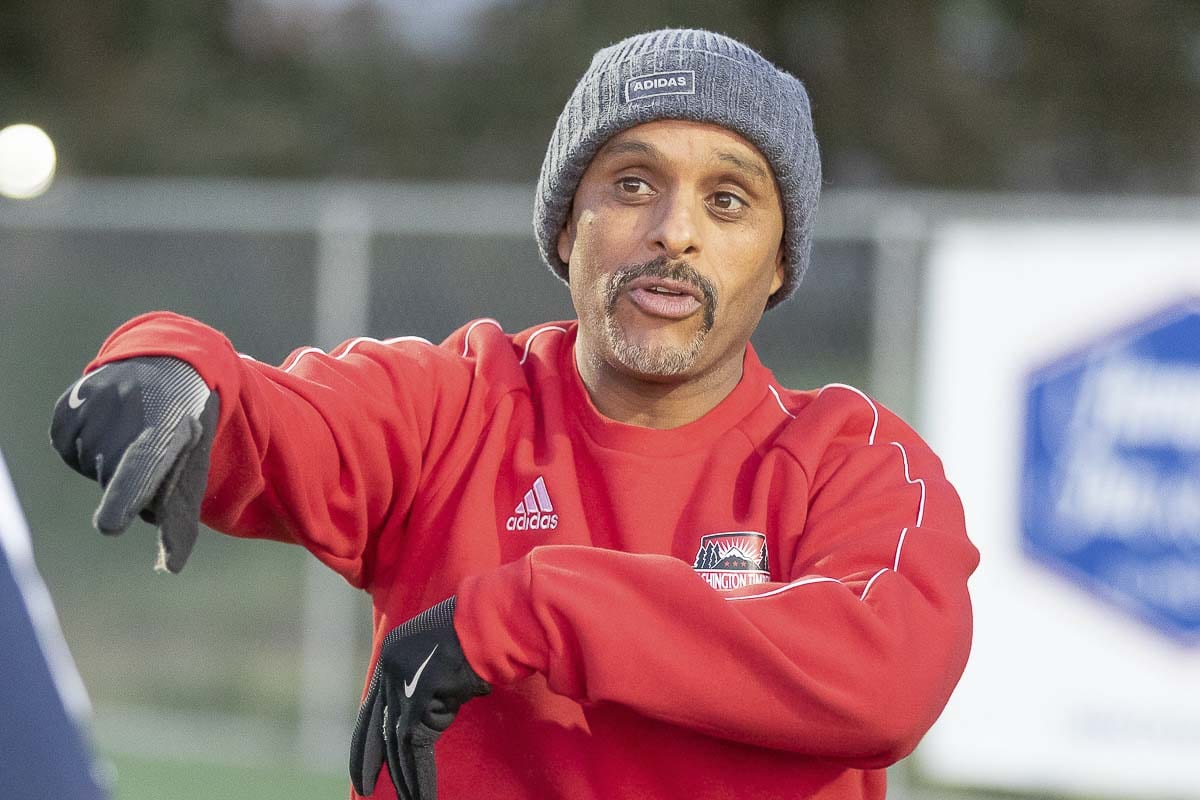 Biniam Afenegus is a co-coach (along with Stan Rodriguez) with the Vancouver Victory. Afenegus said he likes giving back to the soccer community, and he appreciates having an club for college-age (and beyond) athletes to play this game at a high level. Photo by Mike Schultz