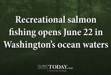 Recreational salmon fishing opens June 22 in Washington’s ocean waters