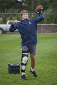 A knee injury will force Hockinson’s Sawyer Racanelli to miss his senior season. He still expects to sign with the University of Washington later this school year. Photo by Mike Schultz