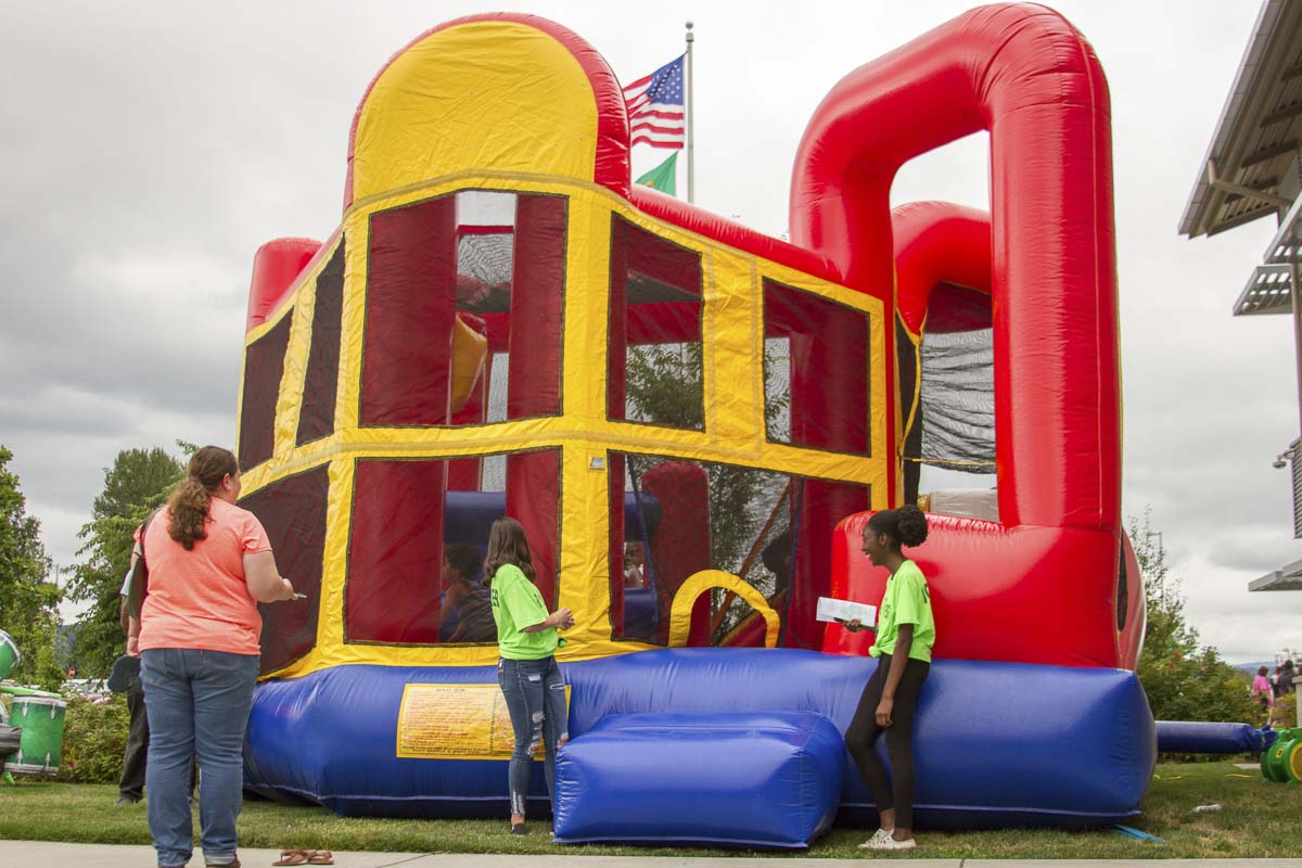 Families could also play games or jump around in the bounce houses. Photo courtesy of Woodland Public Schools