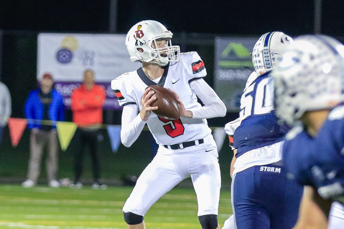 Camas senior Blake Asciutto has come a long way since the Week 8 Skyview game. He is 5-0 as the starting quarterback and has helped the Papermakers reach the state championship game. Photo by Mike Schultz