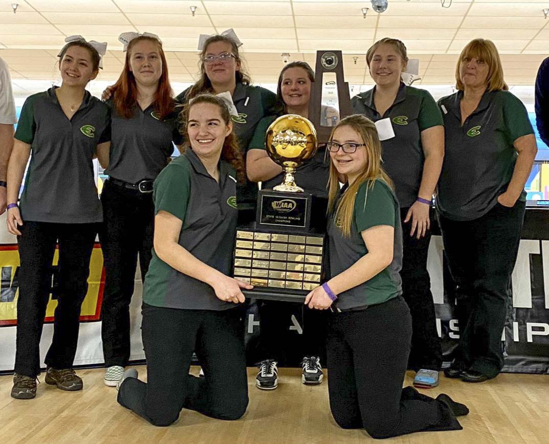 The Evergreen Plainsmen won their fourth consecutive Class 3A state bowling championship Saturday in University Place. Photo courtesy of the WIAA