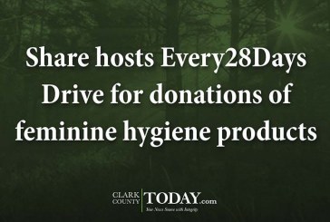 Share hosts Every28Days Drive for donations of feminine hygiene products