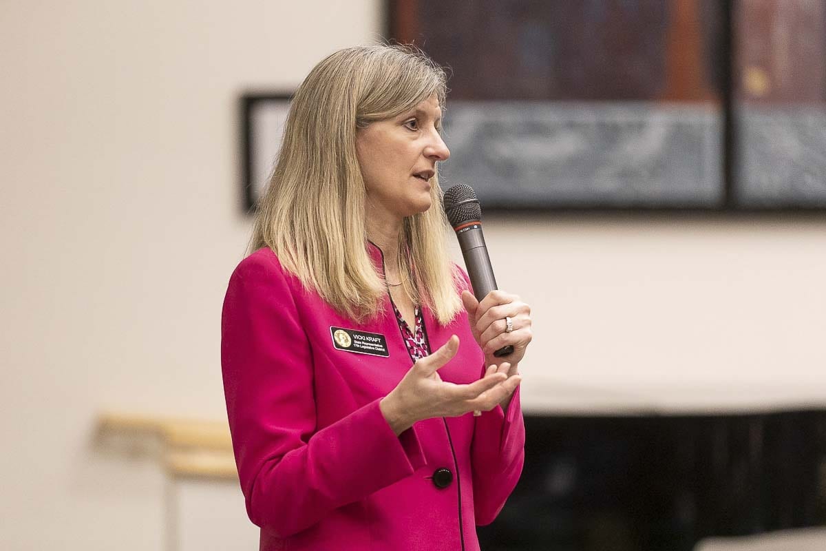 Rep. Vicki Kraft, shown here at a previous town hall, is inviting 17th District citizens to join her this Sat., Feb. 22, at WSU Vancouver for a town hall meeting to discuss the 2020 legislative session. Photo by Mike Schultz