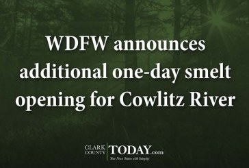 WDFW announces additional one-day smelt opening for Cowlitz River
