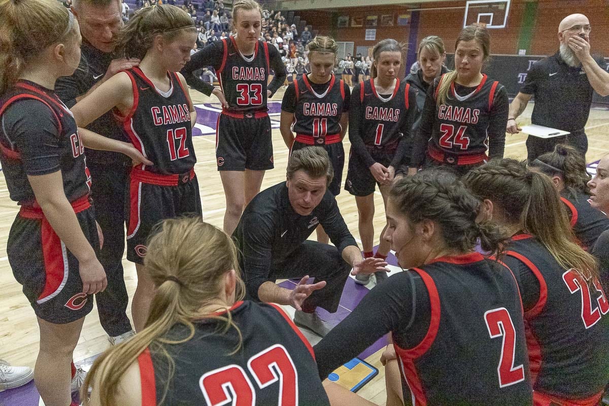 The Camas girls pulled off a stunner in the state regional elimination round, advancing to the Tacoma Dome. Photo by Mike Schultz