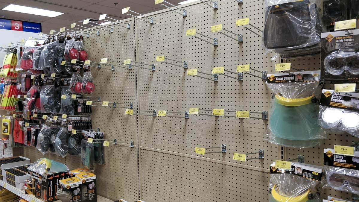 Dust masks are sold out all over town, including at this Harbor Freight at Vancouver Plaza as people gear up for a possible coronavirus outbreak. Photo by Chris Brown