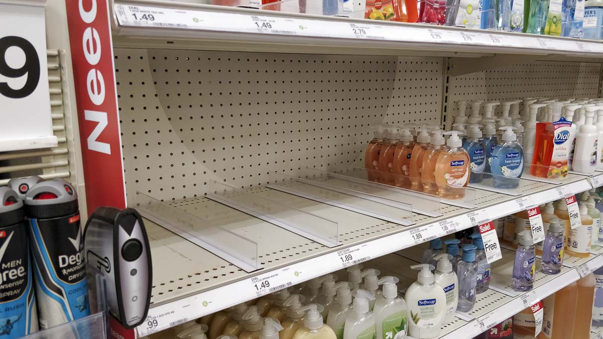 Hand sanitizer and hand soap were in short supply at the Vancouver Plaza Target location. Photo by Chris Brown