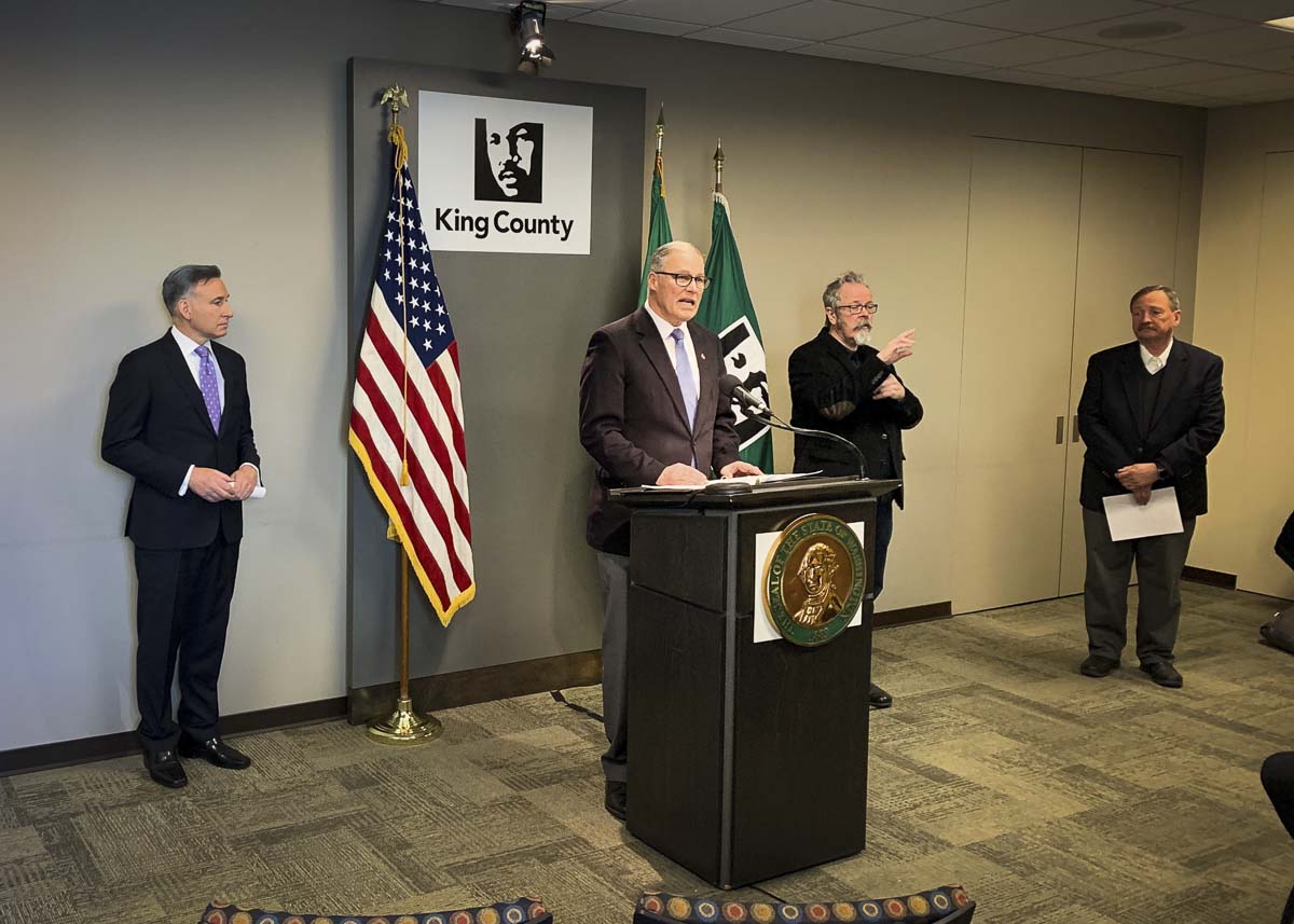Gov. Jay Inslee announced the closure of dine-in restaurants and bars, and a limit of no more than 50 people in groups, at a press conference on Monday. Photo courtesy Washington Governor Jay Inslee
