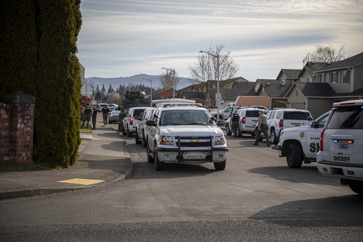 There was a heavy police response this morning after a dispute between neighbors led to a shooting near York Elementary school. Photo by Jacob Granneman