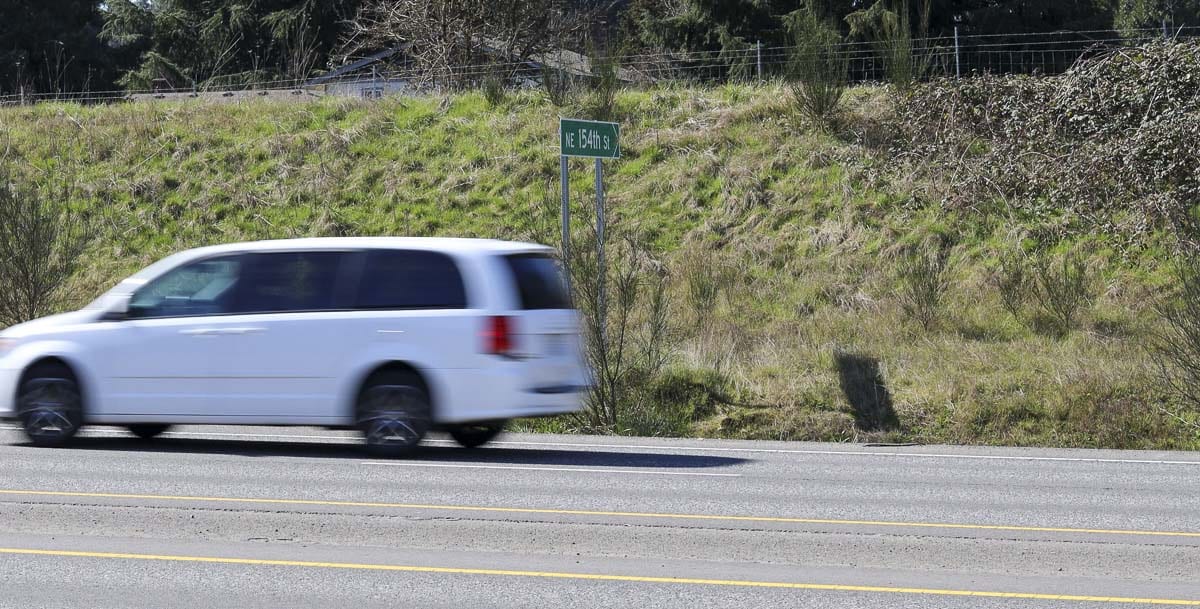 A van passes 154th Avenue on SR-503. A concrete barrier is set to be installed this Spring starting from here, north to SR-502 in Battle Ground. Photo by Chris Brown