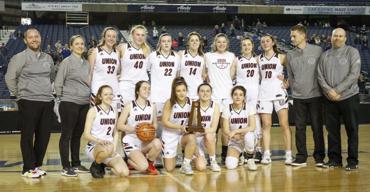 For the first time in program history, the Union girls basketball team earned a trophy at the state tournament, finishing fifth. Photo courtesy Heather Tianen