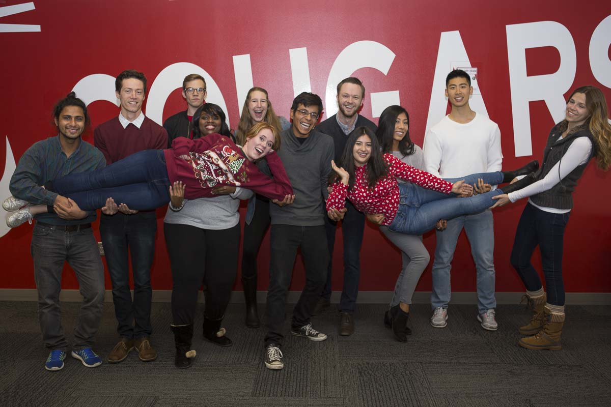 Vince Chavez (center) poses for a photo with his fellow WSUV student ambassadors from 2018-19. Photo courtesy of WSUV