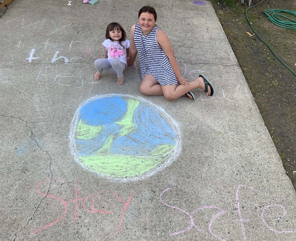 Students are encouraged to use sidewalk chalk to create art and games during The Great Woodland Chalk Out. Photo courtesy of Woodland Public Schools