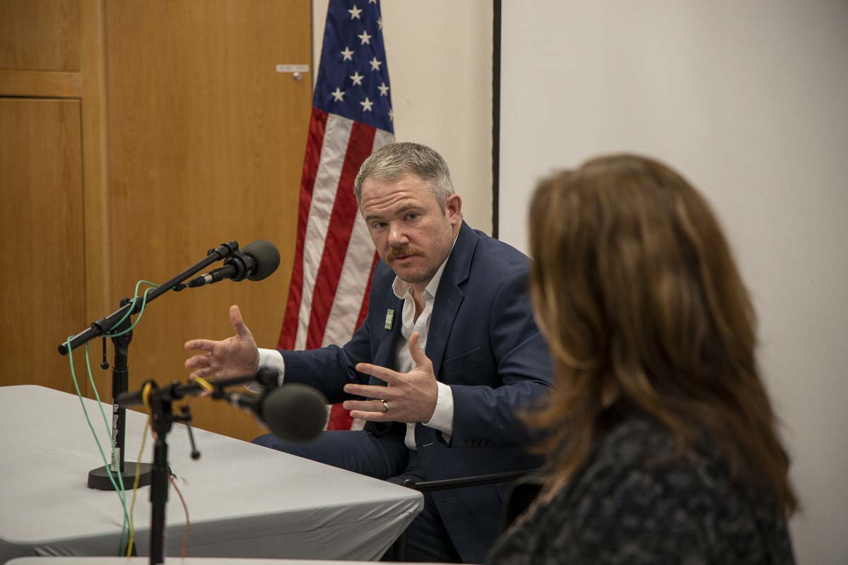 Camas Mayor Barry McDonnell, shown here during last year’s Camas Mayoral Debate with former Mayor Shannon Turk, recently shared with council members his thoughts about his six-month tenure as mayor of the city. Photo by Chris Brown