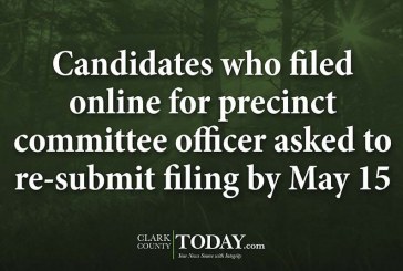 Candidates who filed online for precinct committee officer asked to re-submit filing by May 15