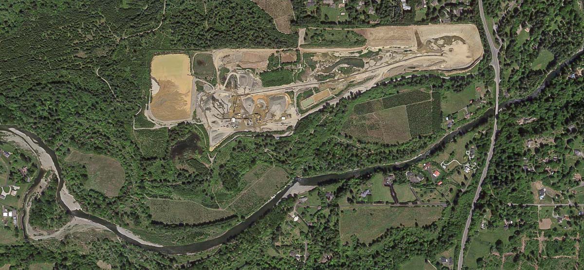 The Cadman pit is located about 500 yards from the East Fork Lewis River, but has not had any previous environmental complaints or hazards filed previously. Photo by Google Maps
