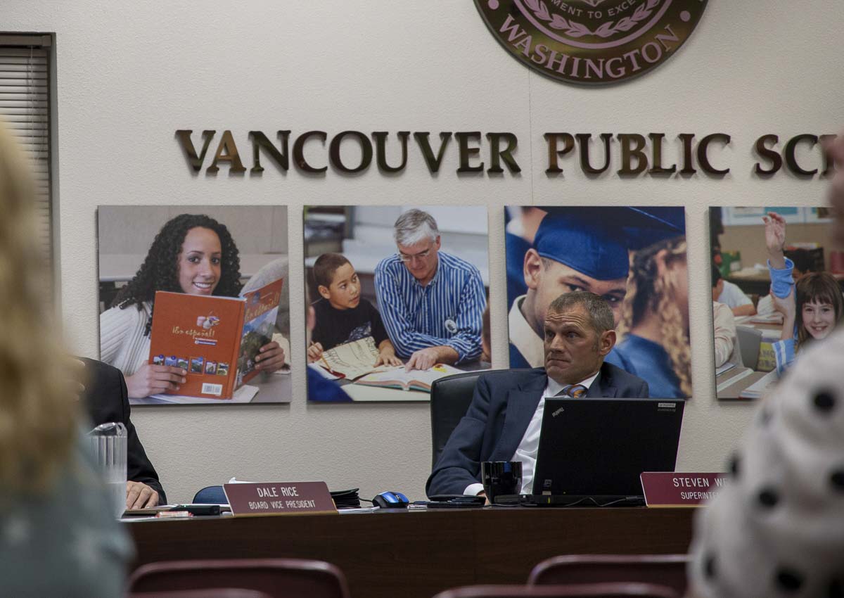 Vancouver Public Schools Superintendent Steven Webb at a school board meeting in November. Photo by Chris Brown