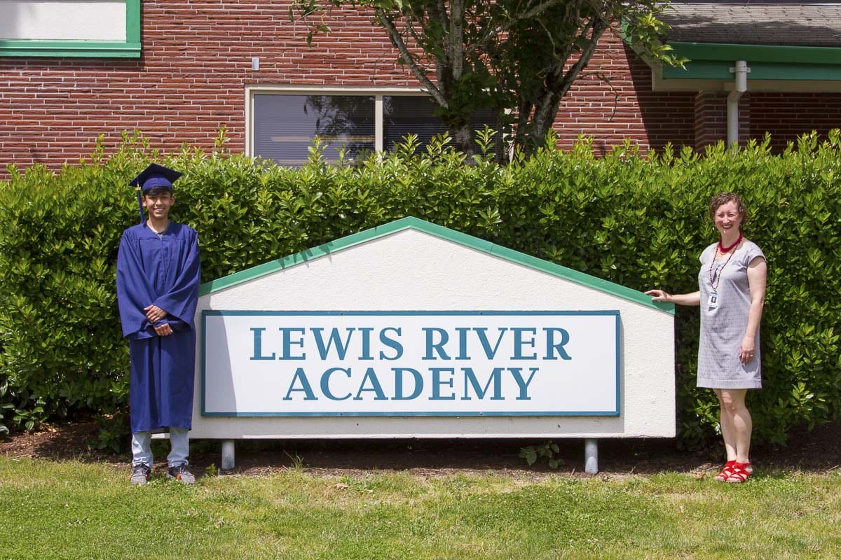 Caleb Osorio is the first student to have attended the Lewis River Academy program since Kindergarten and will be moving on to Woodland High School this fall. Photo courtesy of Woodland Public Schools