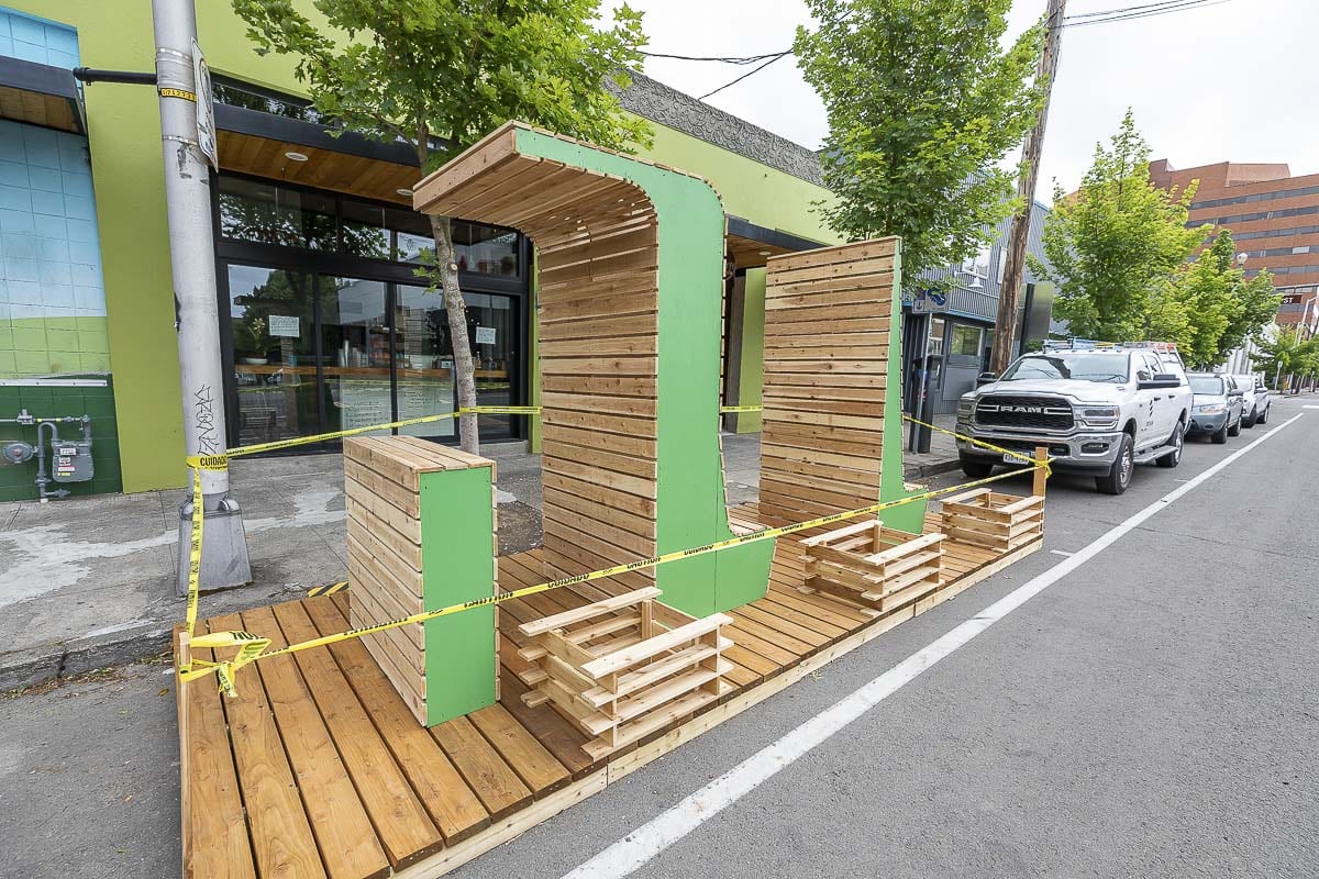 Designed by LSW Architects, this parklet outside of The Mighty Bowl in downtown Vancouver is an example of how restaurants can adapt during the coronavirus pandemic. Photo by Mike Schultz