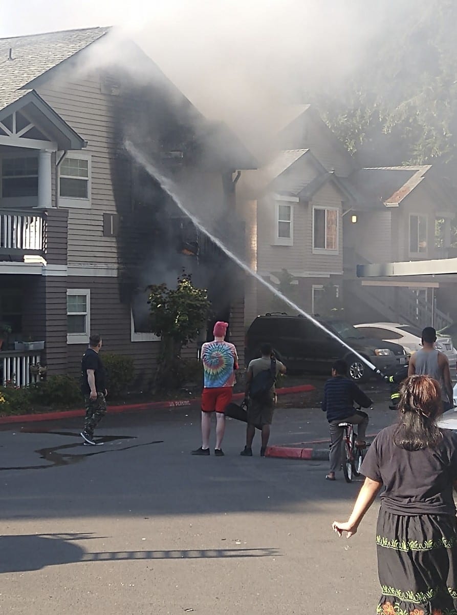 Vancouver Fire Department crews were dispatched Wednesday to the report of a fire at 11301 NE 7th Street at the Autumn Chase Apartments. A 16-plex building at the complex was involved in the blaze. Photo courtesy of Charles Pugh