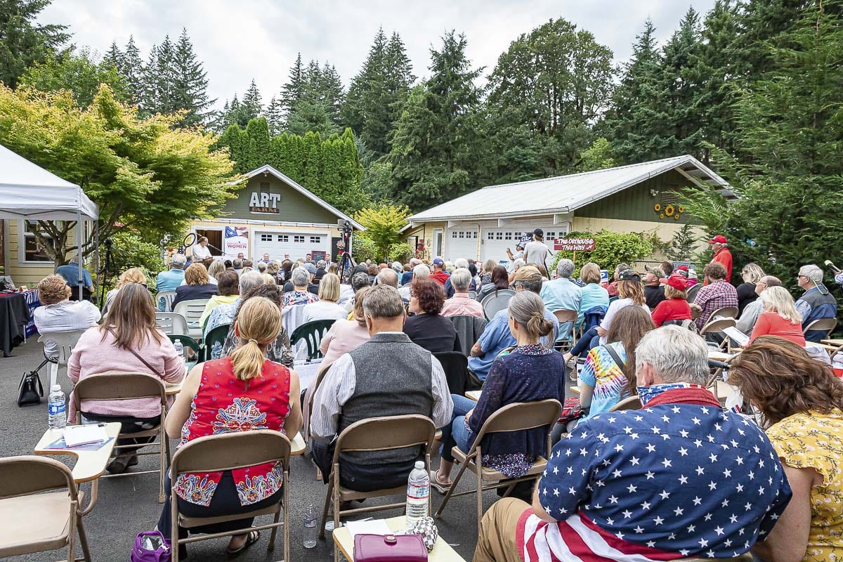 Over 100 people were invited to attend the lone Republican Gubernatorial debate, held at Shangri-La Farms in Camas on Thursday. Photo by Mike Schultz