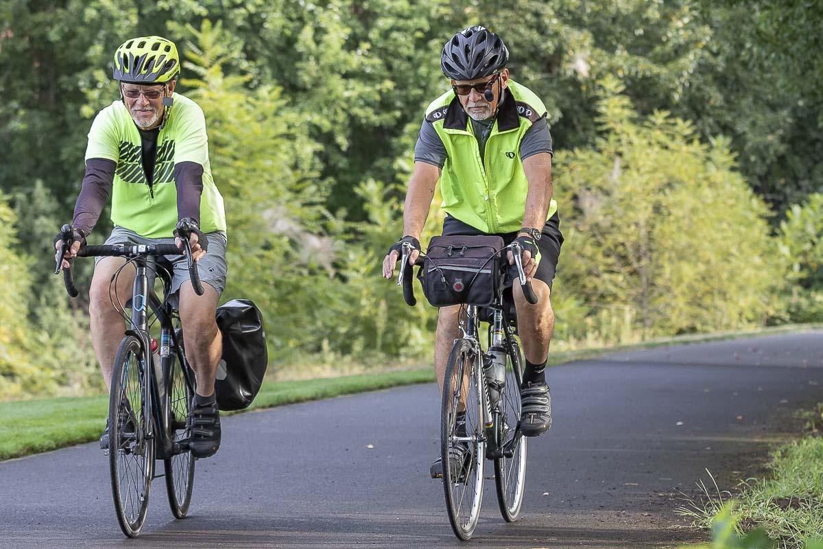 From left to right, Mike and Mark Roskam can be seen here in 2019 training for their bike trip across Route 66 for a homelessness fundraiser. Mike and Mark raised over $54,000 through their final long distance ride. Photo by Mike Schultz